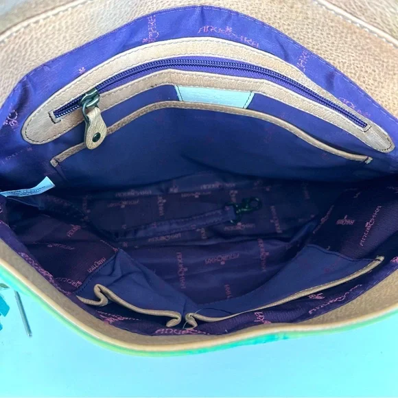 ANUSCHKA Multicolor Hand Painted Leather Wallet w Shoulder Bag Crossbody Satchel - Picture 13 of 16